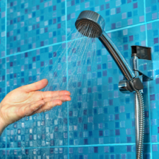 shower tiles, shower installation, bathroom, walls, faucet, hand